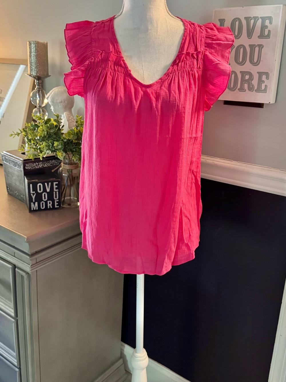 Nanette Lepore Pink Ruffle Sleeve Blouse Medium